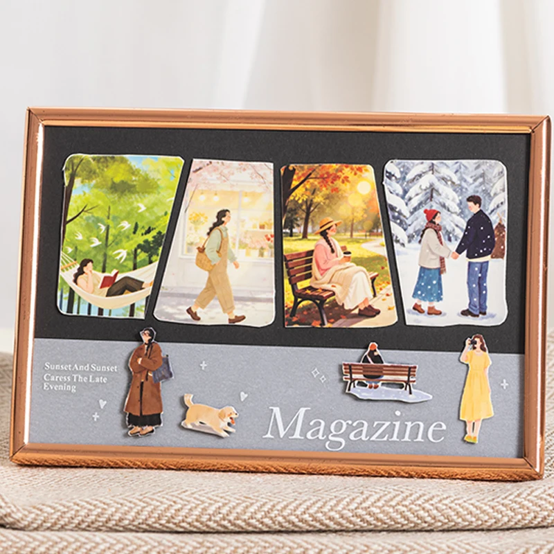 3롤 사계절 풍경 및 그림 와시 테이프, 아트 저널 배경 소품, 다용도 고가치 문구류