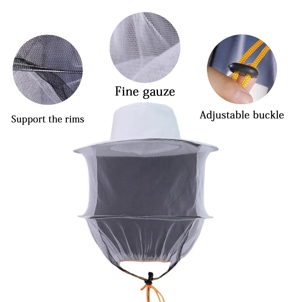Beekeeping Hat Veil Net Cover Hat Head Net Breathable Combination, Outdoor Portable Bee Fishing Anti-bee Anti-mosquito,Bee Tools