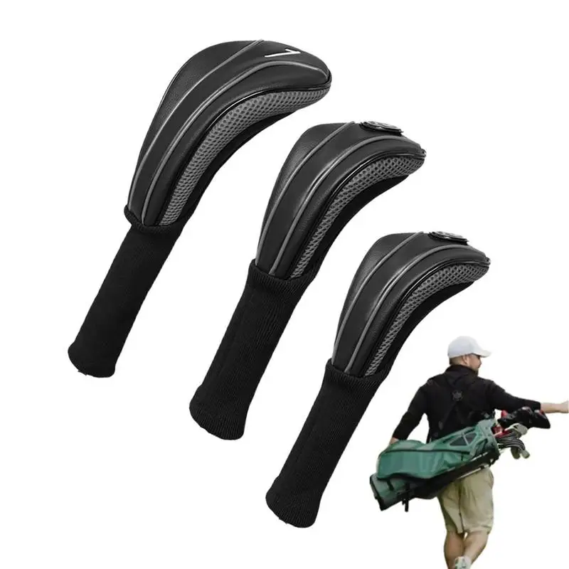 

Golf Mallet Putter Covers 3pcs Putter Headcover For Golf Portable Putter Mallet Golf Club Protector With Closure For Beginners