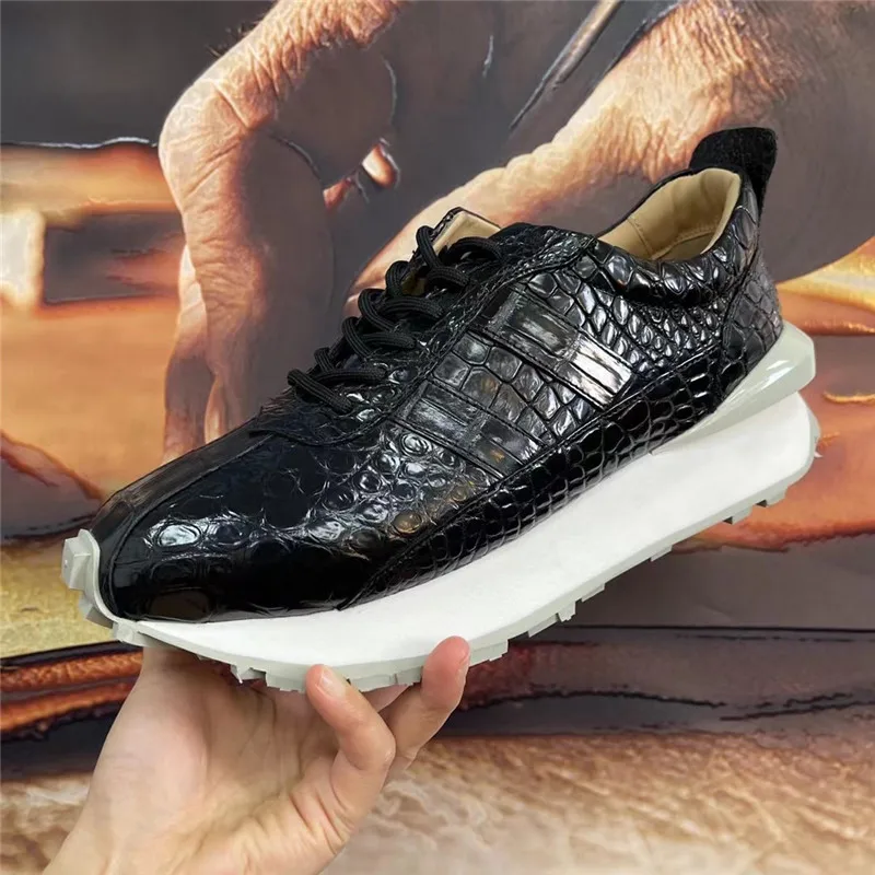 LOUIS VUITTON Black Croc Leather Men Sneaker