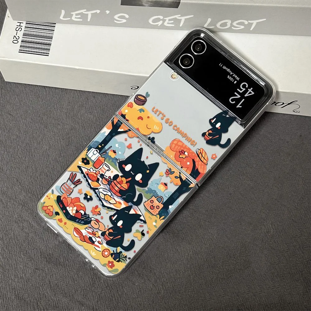 Funny Cute Black Cat Clear Folding Phone Case