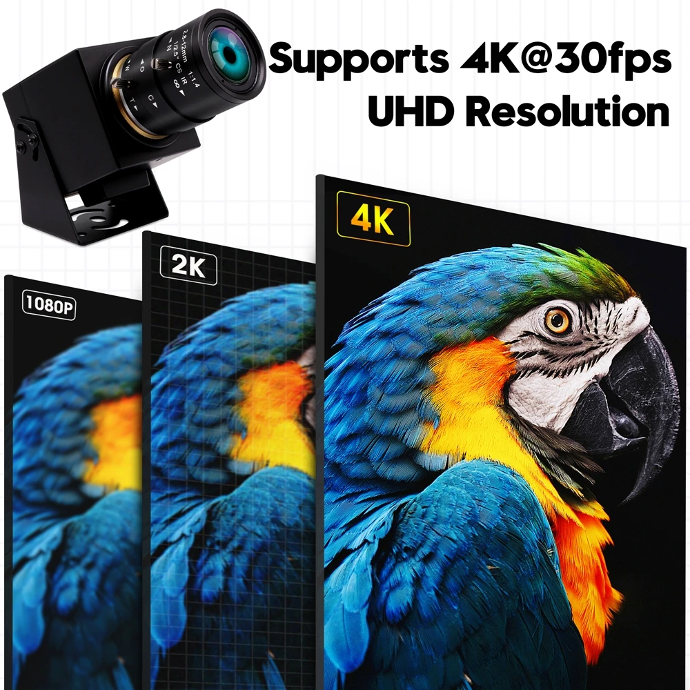 ELP 4K 30fps HDMI USB Camera H.265/H.264 4X Optical Zoom USB PC Webcam with 2.8-12mm Manual Varifocus Lens for Live Streaming