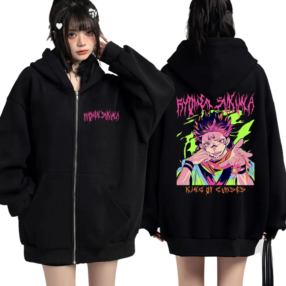 

Japan Anime Jujutsu Kaisen Zip Up Hoodie Ryōmen Sukuna Harajuku Fashion Cardigan Sweatshirt Men Women Oversized Coats Streetwear