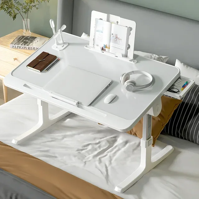 Bed Desk for Laptop, Adjustabl Foldable Bed Table, Laptop Lap Desk with Movable Stoppers and Drawer for Bed Couch Floor Writing