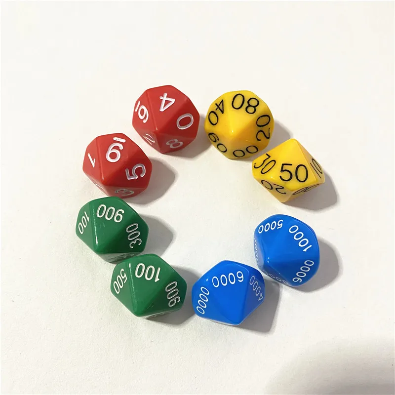 8Pcs/set Place Value D10 Dice 10-sided Single/Tens/Hundreds/Thousands Digit Board Game Dice For DND Game game dice dice set acrylic dice
