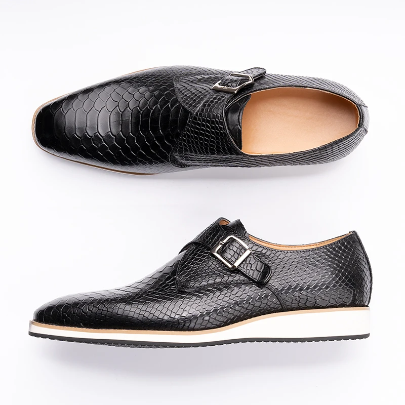 Casual Men Shoes New Fashion Genuine Leather Business Office Natural Handmade Comfortable Buckle Classic Monk Style Men's Shoe