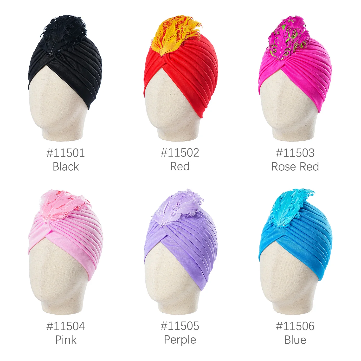 Fashion Women Feather Hat Arab India Pleated Turban Indian Cap Ladies Muslim Islamic Headwear Vintage Sultan Hat Headpiece 3