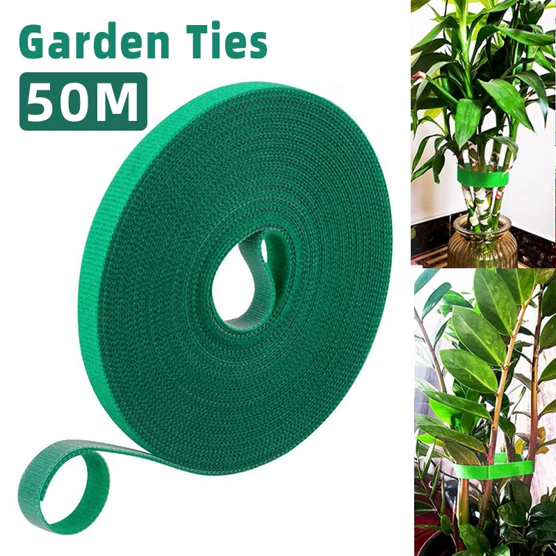 Nylon Plant Ties for Home Garden, Plant Bandage Tie, Hook and Loop Organizer, Bamboo Cane Wrap Support Accessories, 50m