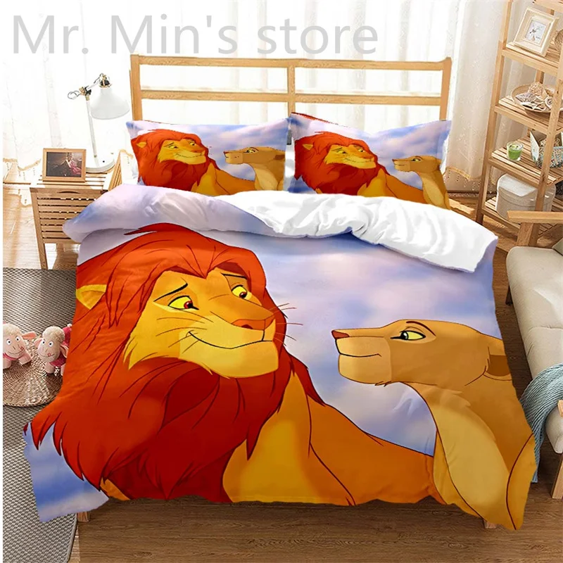 Agmdno Juego de ropa de cama 3D, diseño de El Rey León, funda de edredón y  funda de almohada, diseño de Lion Simba (A01, 200 x 200 cm + 75 x 50 cm x