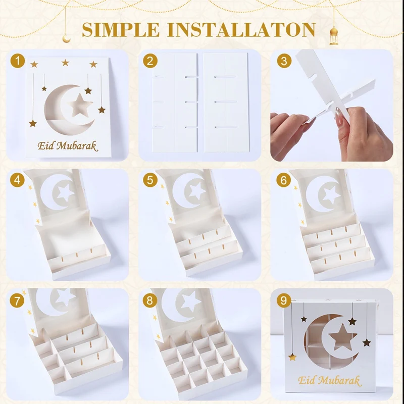 2Pcs Eid Mubarak Cake Boxes with Clear Window, Ramadan Kareem Transparent Candy and Cho... - SKU EMCB1551 - UGI Packaging