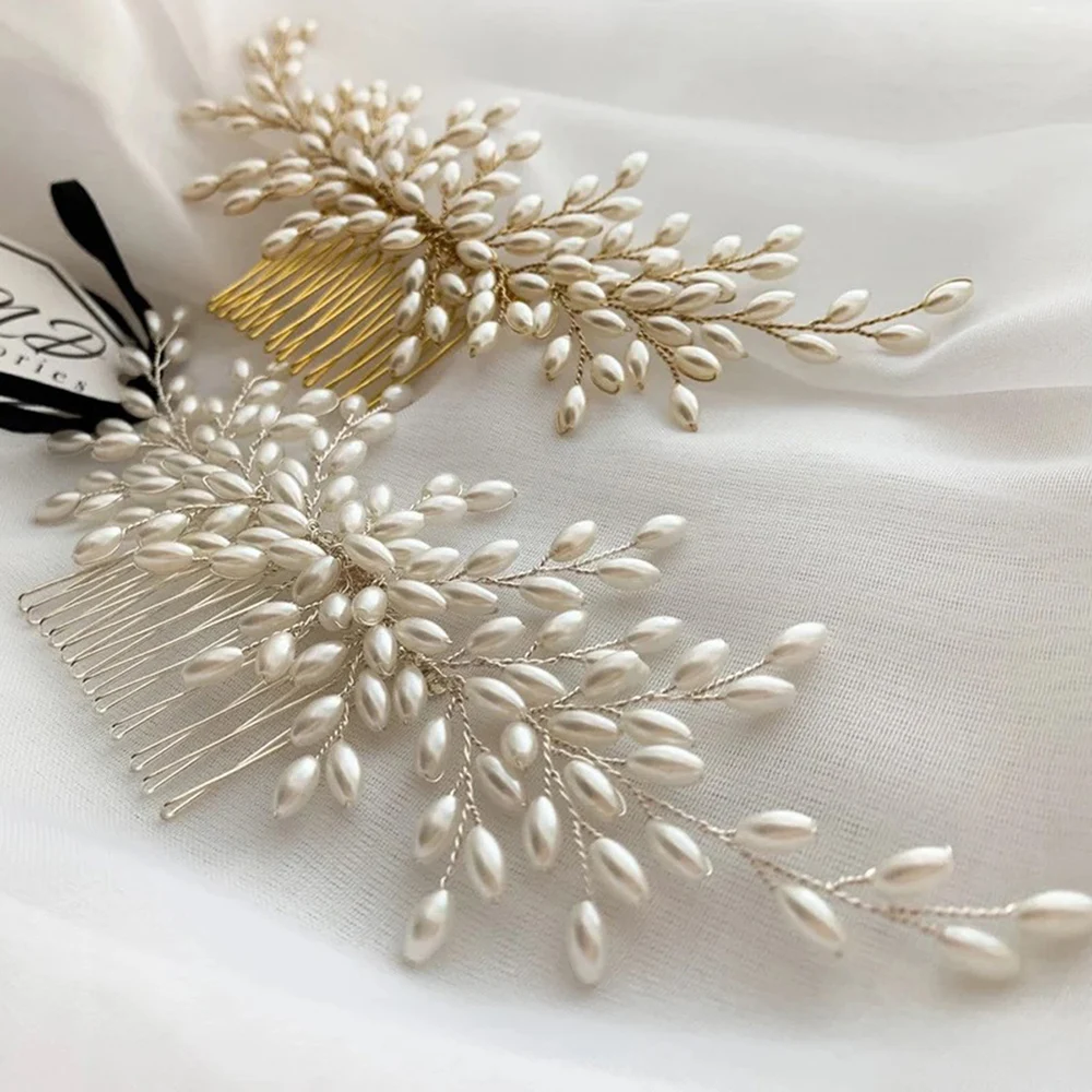 Korean Fashion Pearl Hair Combs Hairpins Clips for Women Girls Bride Wedding Hair Styling Jewelry Accessories hair accessory,pearl hairpins,hair clip,jewelry accessories,hair comb