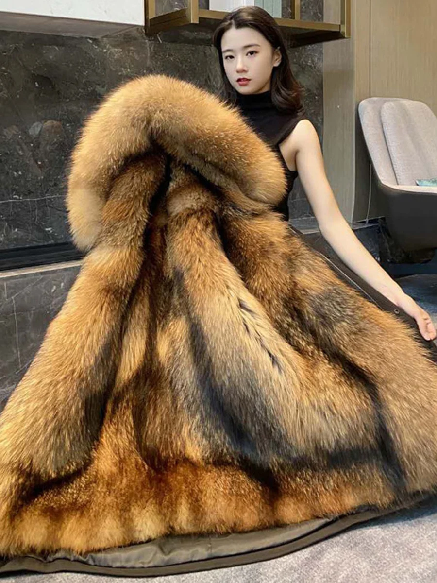 

Parka Women's New Winter Fur Coat Imitation Marten Liner Detachable Marten Overcoats Long Mom Wear