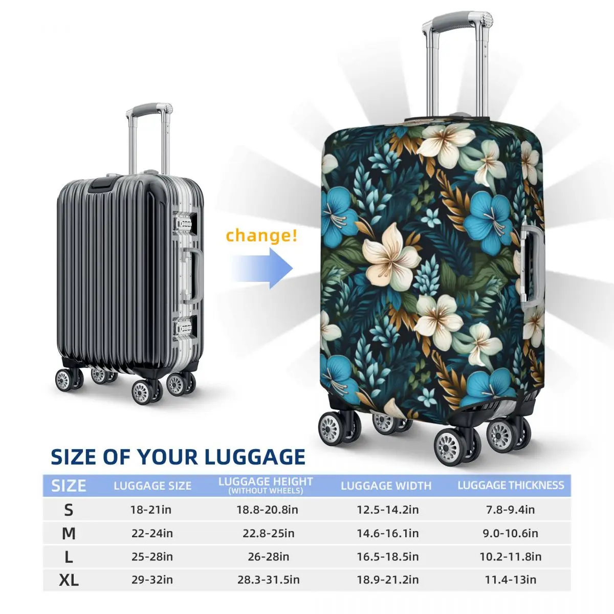 Hawaiian Flowers Suitcase Cover Beautiful Tropical Print Business Protection Flight Practical Luggage Case 6