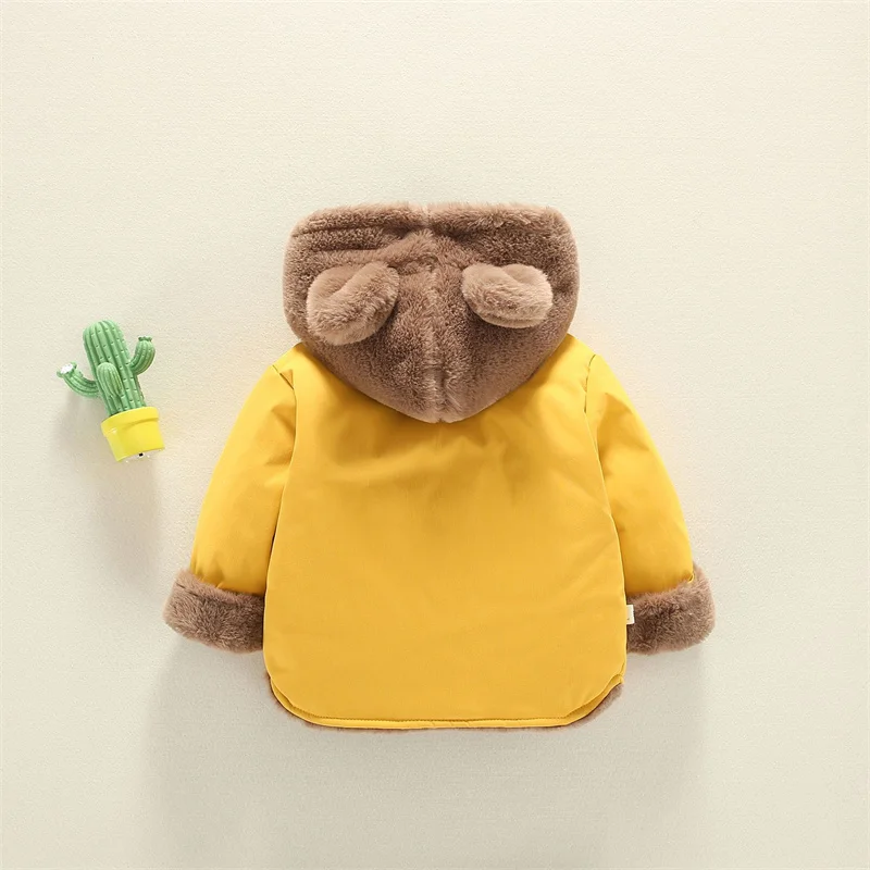 Baby Cotton Coats Infant Winter Jacket Boys Girls Fleece Hooded Outerwear Children Windproof Parkas