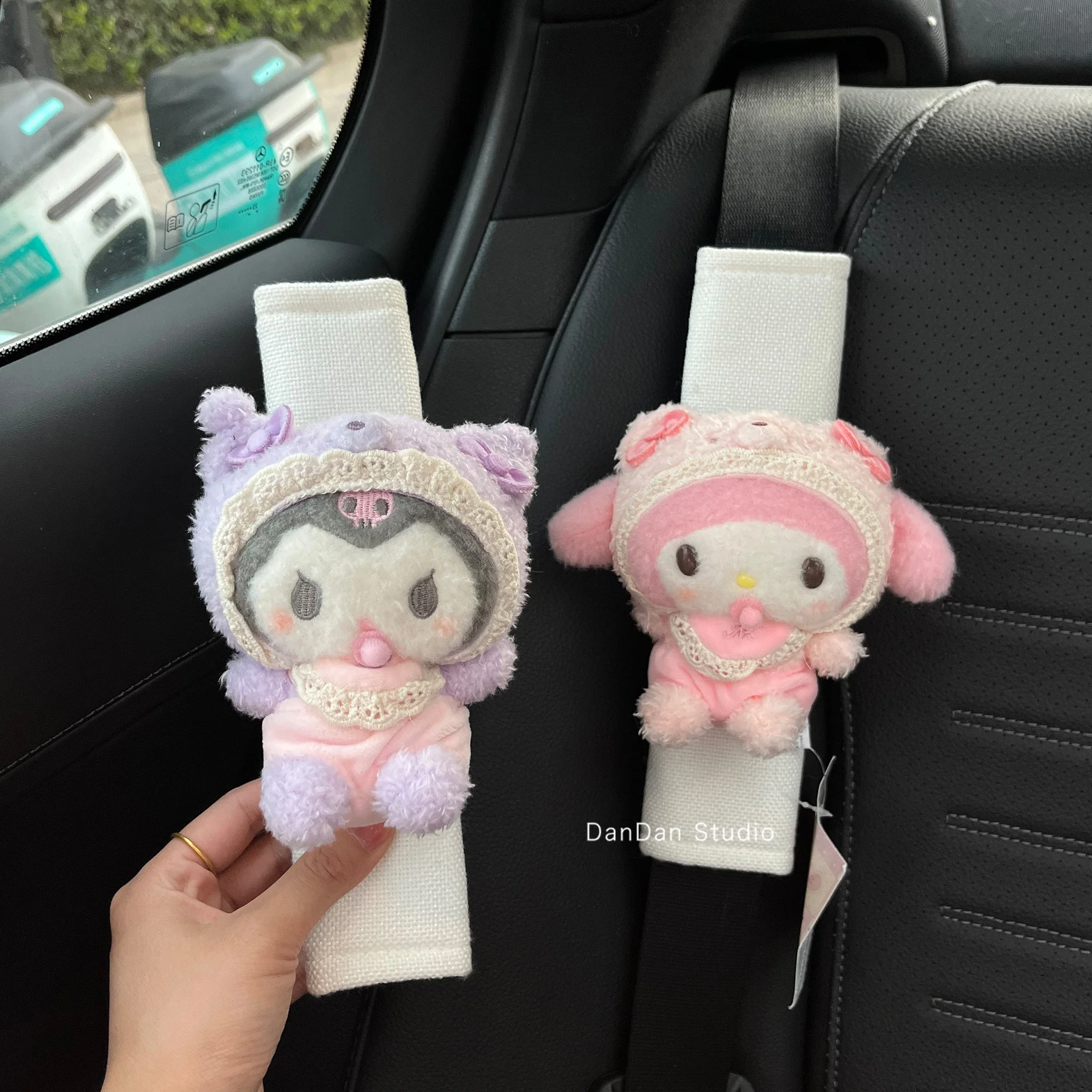 헬로키티 자동차 목베개 쿠션 부드러운 자동차 헤드레스트 허리베개 안전벨트 어깨패드 소녀들을 위한 선물