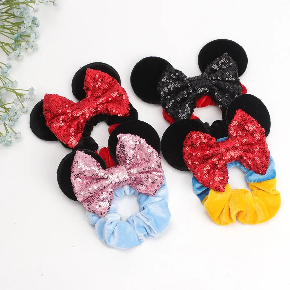 Disney Mickey Ears Bow Large Intestine Hairband Children's Theme Party Hair Accessory Cute Children's Hair Accessory