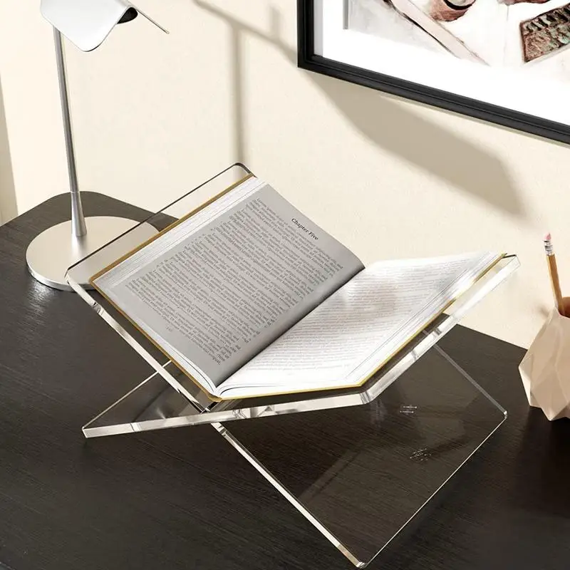 Acrylic Book Holder X-Shaped Display Stand for Cookbook Recipe Menu Magazines Storybook Rack for Display Opening Reading Books book holder book stand reading stand