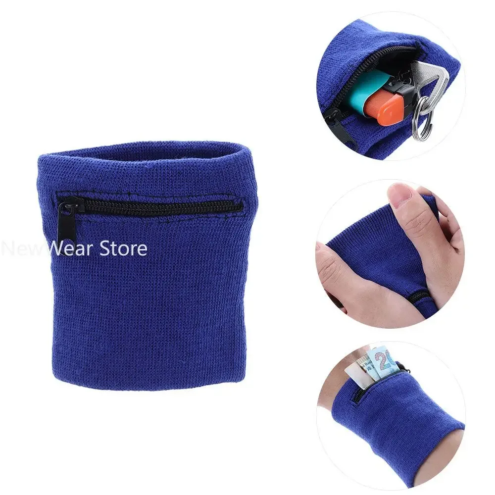 Sports Wristband Purse Bag 1PC with Zipper Wrist Protection Absorbent Sleeve Towel Band Outdoor Running Travel Bike Key Pocket storage bag key organizer