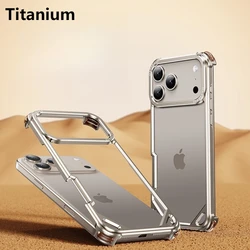 Oatsbasf Ultra - Thin Frameless Metal MagSafe Phone Case with Air Cushion Shockproof Protection - iPhone 17 Pro (Titanium)