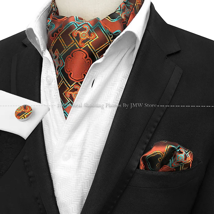 Herren Luxus Vintage Paisley Floral Formale Krawatte Ascot Krawatte Selbst Britischen Stil Gentleman Krawatte Set Für Hochzeit Party Geschenk – Detail 6