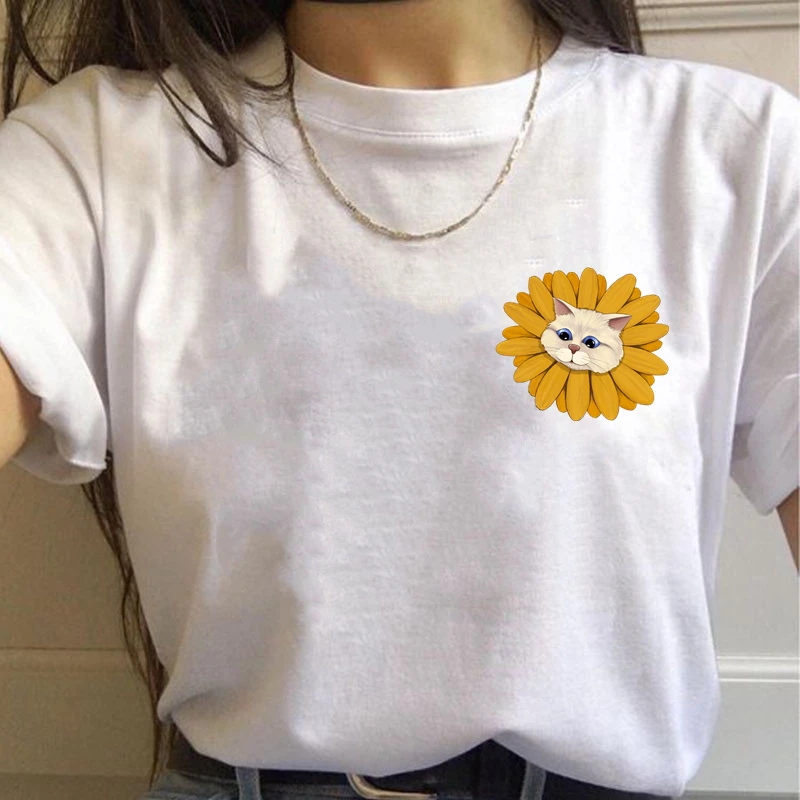 Maglietta semplice e carina da donna Maglietta oversize estiva Divertente tascabile Cartoni animati Stampa magliette Casual Manica corta O-Collo Tops861_voghion.com