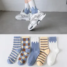

5 Pairs Harajuku Cotton Socks Mens Women Socks Streetwear Fashion Sport Hip Hop kawaii Print Sockken носки Running Sock