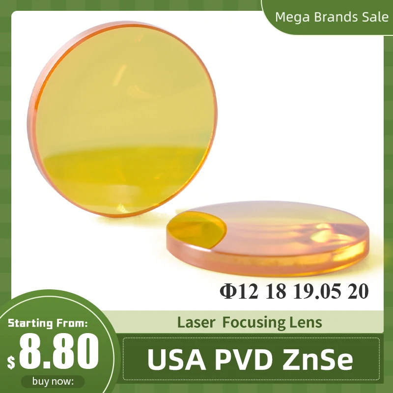 EE. UU. CVD ZnSe CO2 lente láser 12mm 15mm 18mm 19,05mm 20mm de diámetro, 38 ,1-127 espejos de longitud de enfoque de 1,5-5 pulgadas para máquina láser CO2 - Historial de precios y
