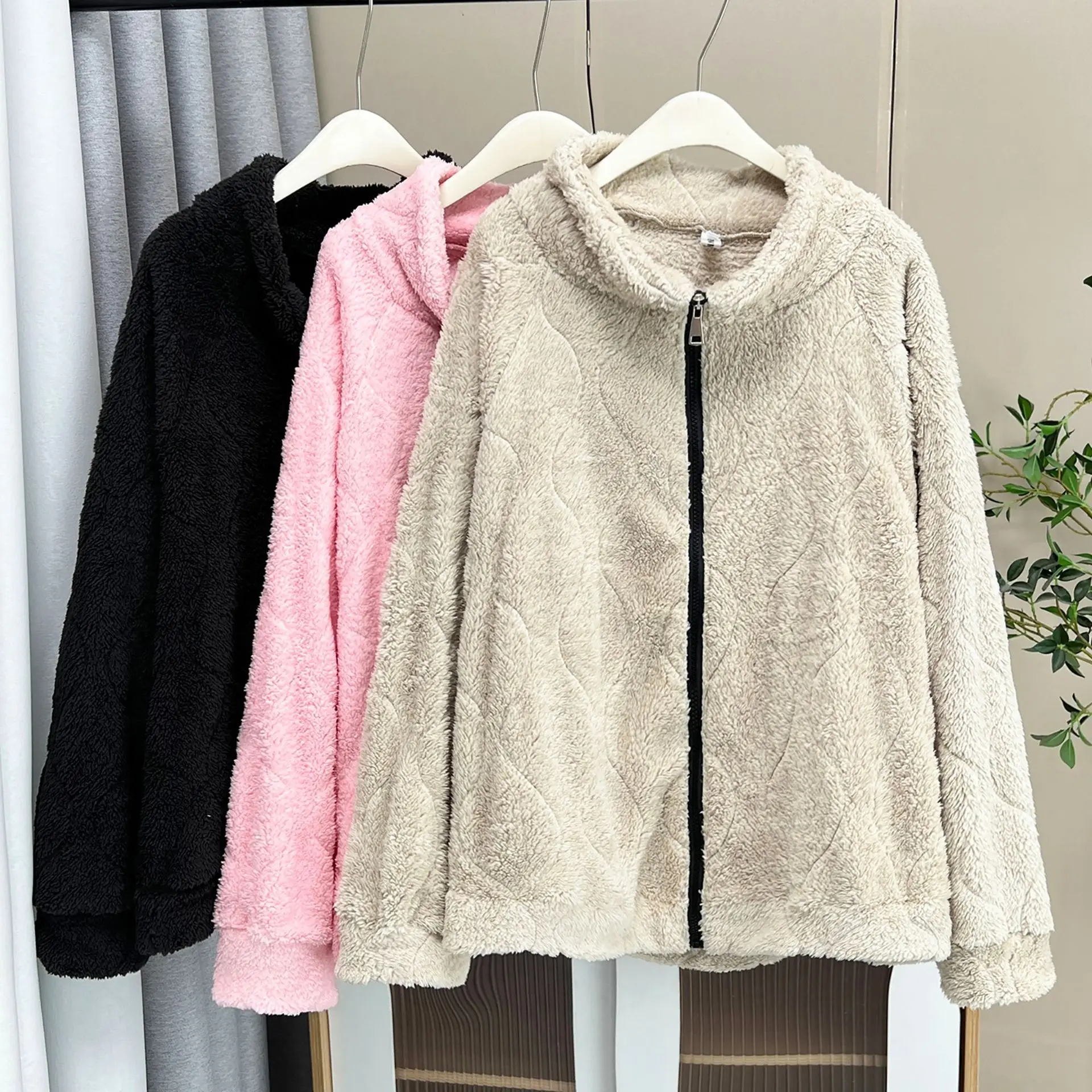 XXXXXL Fashion Plus Size Women's Coat New Casual Embossed Plush stand-up Collar OUTERWEAR For Autumn And Winter 2025