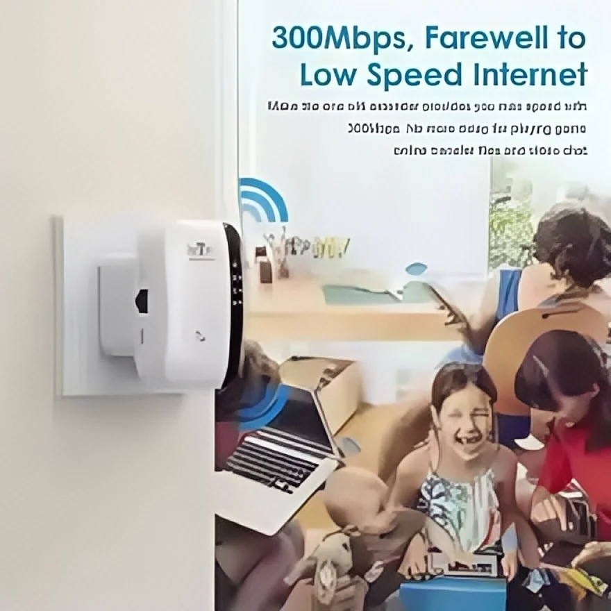 WiFi Repeater WiFi Extender 300Mbps Wireless Signal Booster EU/US Plug Long Range Coverage Through Walls Home Router Enhancer for Bedroom
