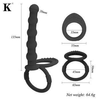 1pc Unisex Adult Massager Double Penetration Penis Strapon Dildo Sex Toys Anal Bead Plug 5