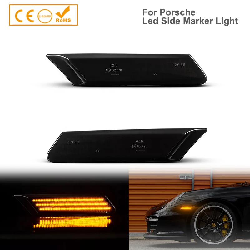 

for Porsche 911 997 Carrera GT2 GT3 Boxster Cayman 987 2Pcs LED Dynamic Side Marker Turn Signal Light Sequential Blinker Lamps