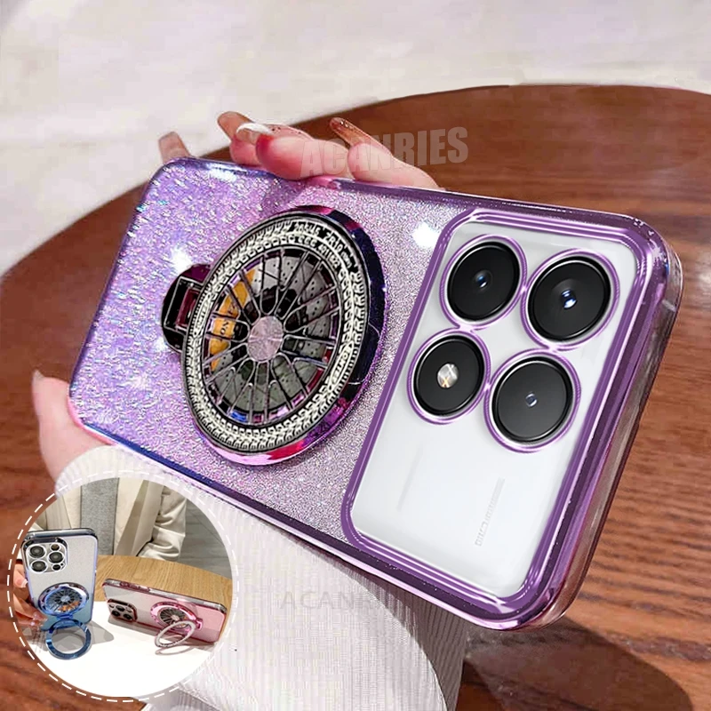Plating Rotate Stand Holder Silicone Case - Pocox6 Series