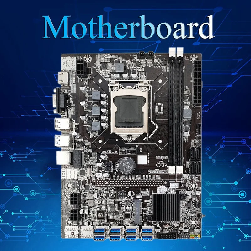 B75 BTC Mining Motherboard 8 GPU USB 3.0 To PCIE+6Pin To Dual 8Pin Cable+2XSATA Cable+I3 2100 CPU LGA1155 B75 USB Miner top pc motherboards