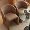 Barrel Dining Kitchen Chairs Set of 2, Modern Mid Century Living Room Chairs Upholstered Round Backrest Accent Side Chairs 3