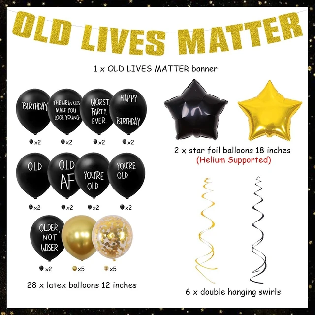 6 Ballons noir - décoration anniversaire