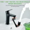 Universal 1440 Degree Rotatable Extension Faucet Sprayer Head 2 Modes Bathroom Tap Extend Adapter Aerator Faucet Extender Black 1