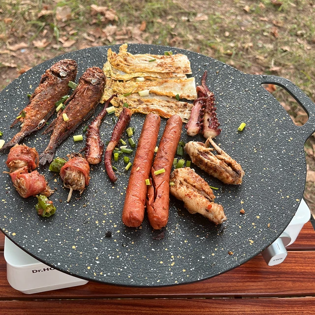 Barbecue Grill Pan Korean Round Induction Griddle Pan With Non-Stick  Coating And Uniform Heat Conduction For Family Use Or Camp - AliExpress