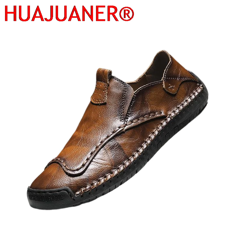 

New Men's Casual Shoes Fashion Genuine Leather Walking Loafers Breathable Slip on Moccasins Male Leisure Shoe Men Big Size 38-48