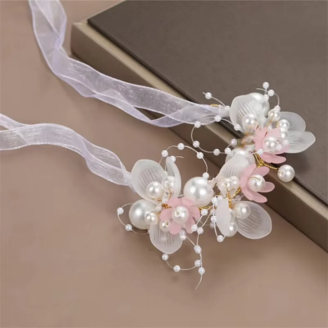 Bohemian Pearl Flower Hair Headdress Image 3