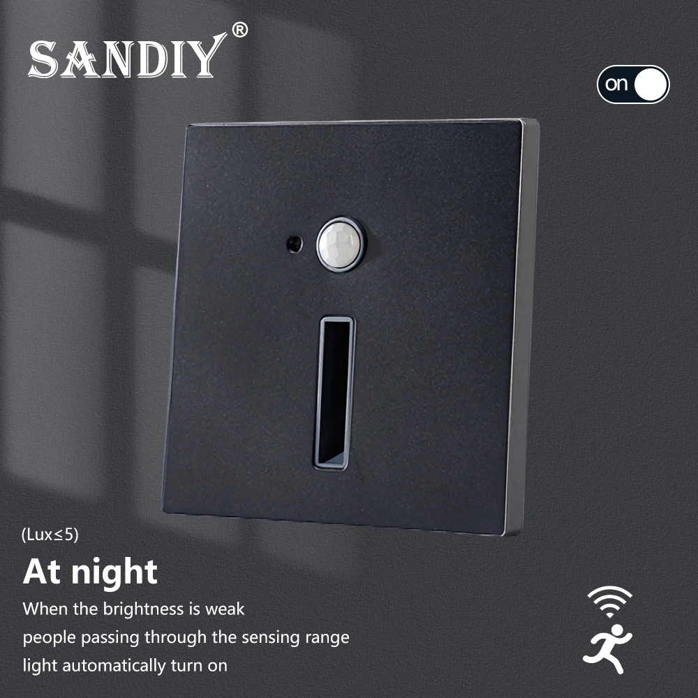 SANDIY Sensor Stair Light Motion Detect Wall Sconce Lamp Automatic Nightlights Recessed Footlight for Step Ladder Bedroom Closet motion sensor light led light led wall lamp wall light