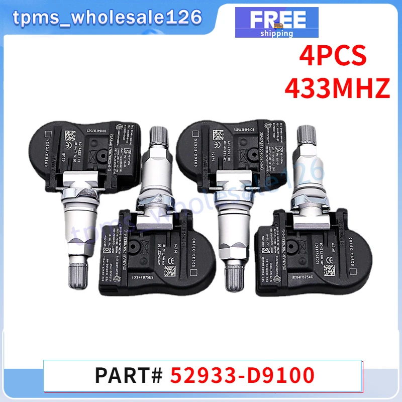 52933-D9100 Автомобильный датчик давления в шинах 4 шт. для Genesis G90 Hyundai greationiq Kia Optima Soul TPMS 433 МГц 52933-D4100 52933-D9100 Автомобильный датчик давления в шинах 4 шт. для Genesis G90 Hyundai greationiq Kia Optima Soul TPMS 433 МГц 52933-D4100