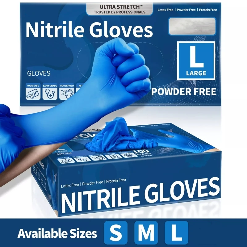 Gants Nitrile Jetables Bleus 20/100 PCS - Lot Taille S/M/L