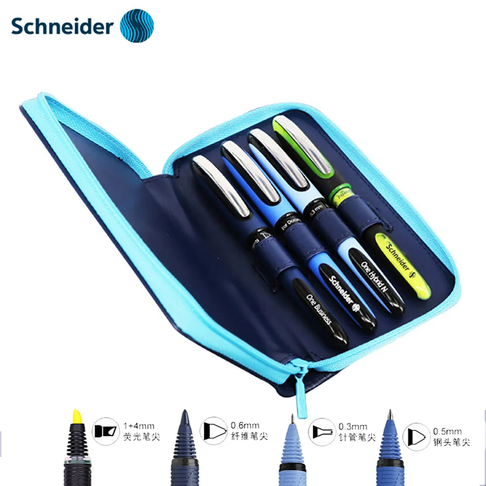 

Germany Schneider Gel Pen Ballpoint Pen Highlighter Set Combination 0.6mm/0.3mm/0.5mm Leather Pencil Case Gift Art Stationery