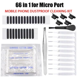 Smartphone Cleaning Kit with Dust Mesh Stickers and Precision Tools (66PCS for Micro Port)