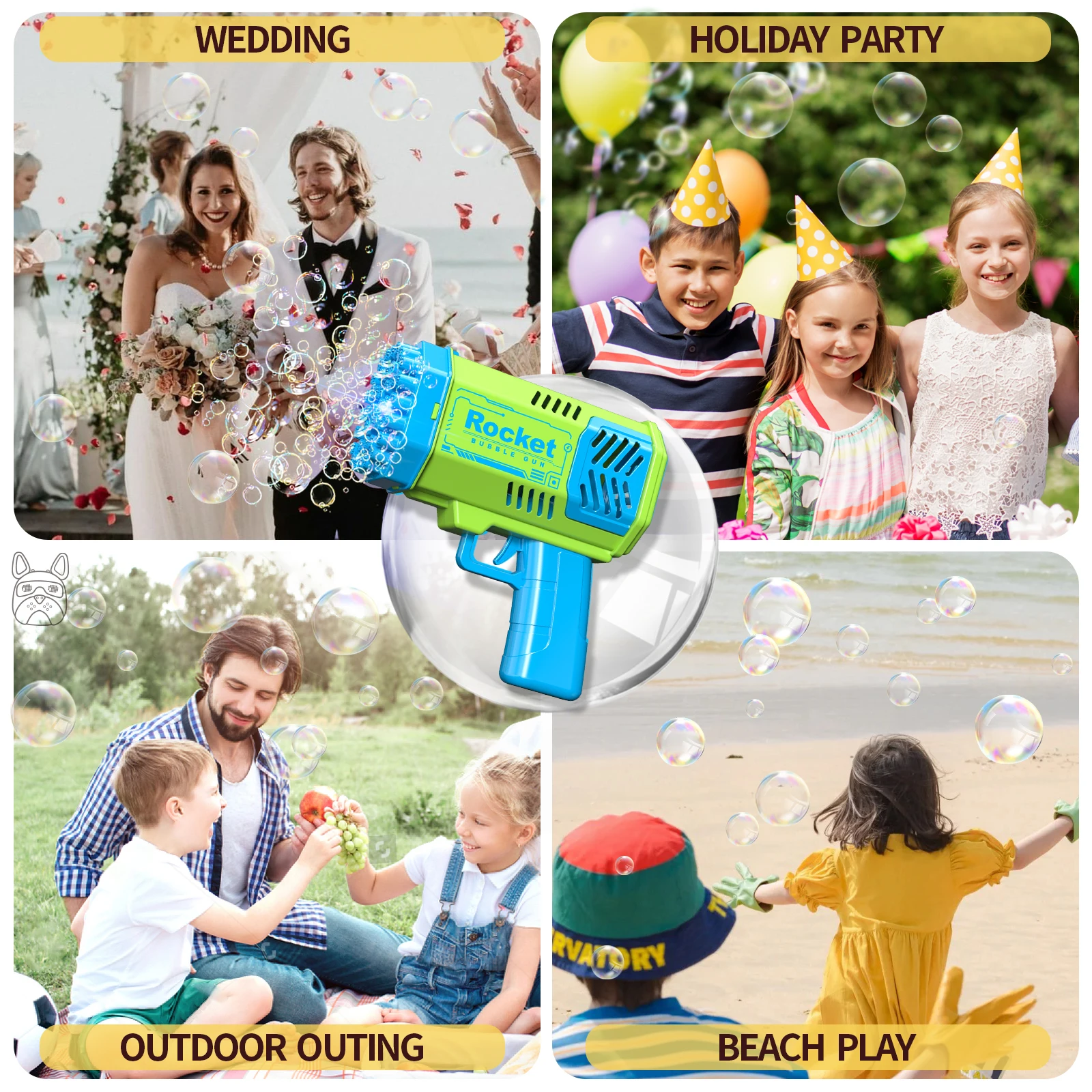 One Pack Of Children's 40 Holes Rocket Launcher Handheld Portable Electric Automatic Bubble Gun LED Light For Boys And Girls 6