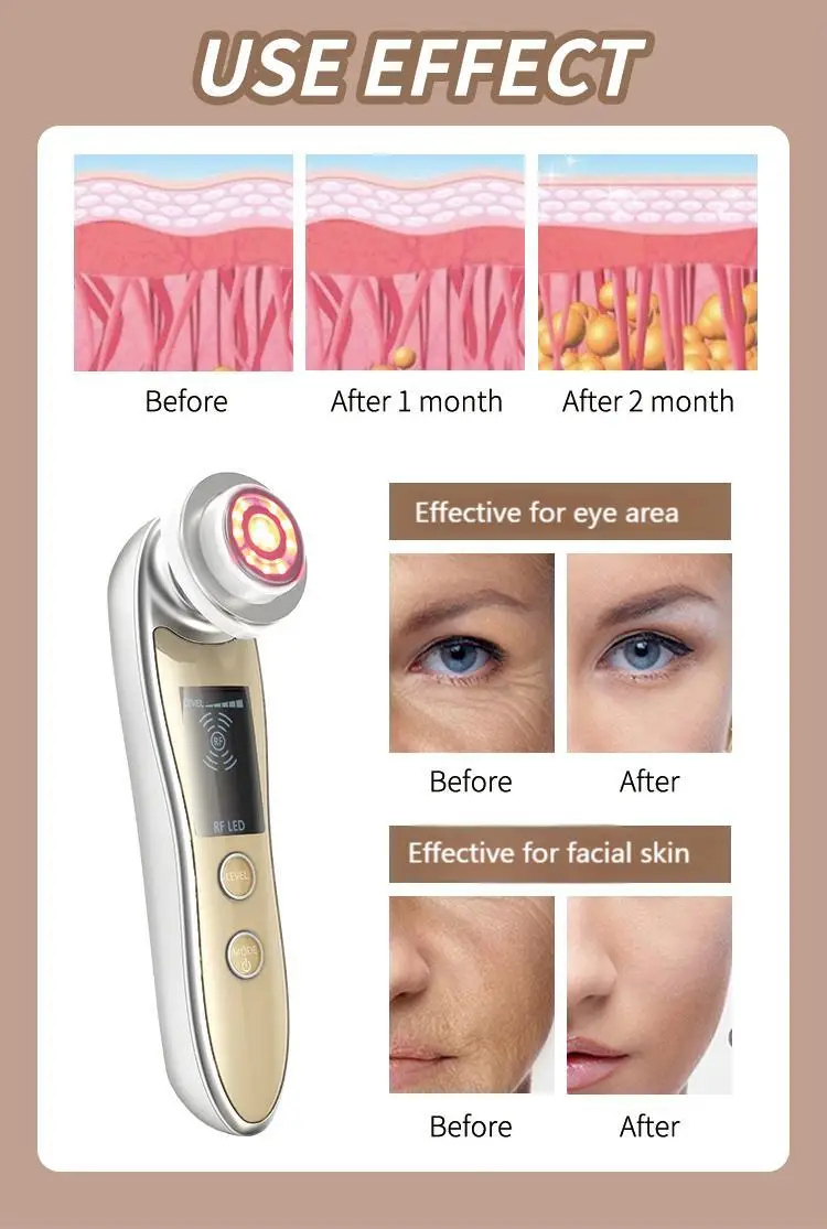 Heat Cool Microcurrent Facial Device 5 in 1 EMS Skin Tightening Machine Face Massager Skin Care Tool for Puffiness and Wrinkle