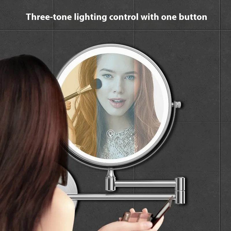 Makeup Mirror Magnifying Mirror LED Cosmetic Mirror with Lamp Fill Light 360 Degree Rotation 9" Double-Sided Magnifying Cosmetic Mirror 1X10X High-Definition