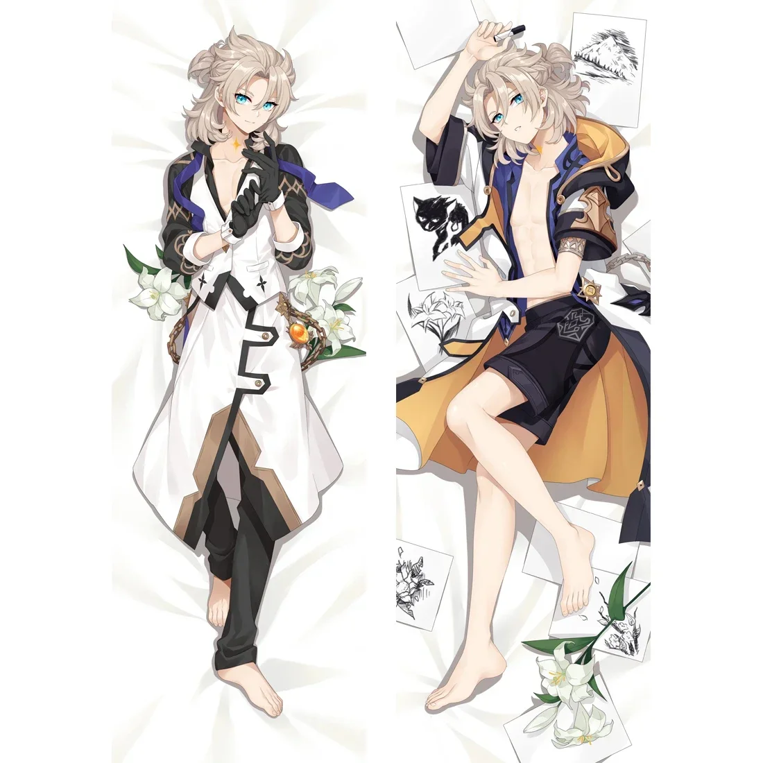 

Genshin Impact Dakimakura Albedo Cosplay Pillowcase Hugging Body Pillow Case Otaku Throw Pillow Cover Home Decoration Peachskin