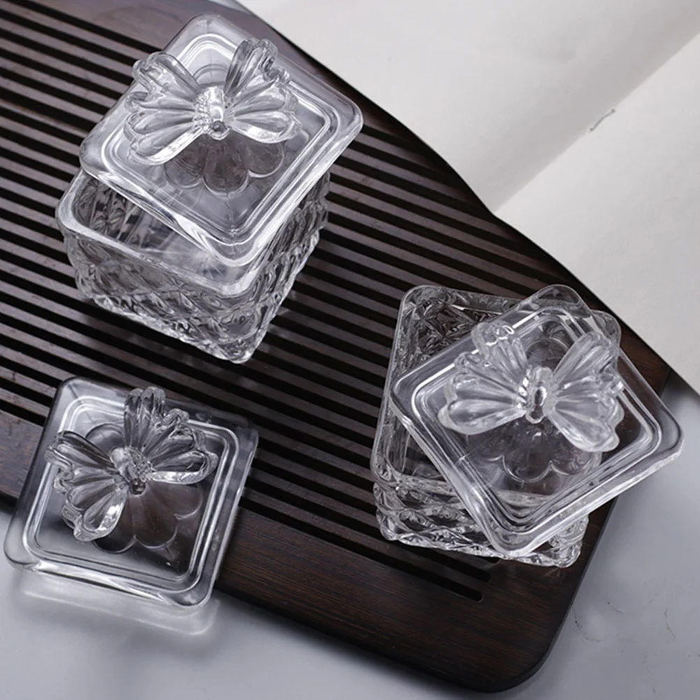 

Multipurpose Candy Jar European Vintage Square Jar Clear Glass Container