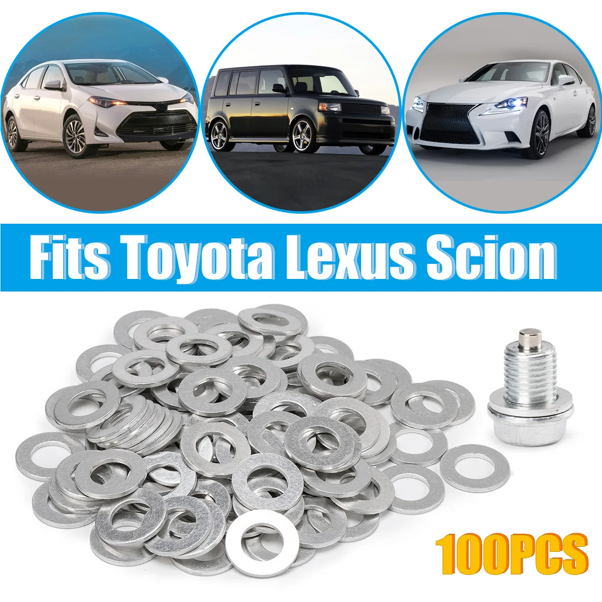 Oil Drain Plug Gasket 100PCS 12mm Oil Drain Plug Gasket Crush Washer Seals Rings Hole For Toyota For Scion Lexus